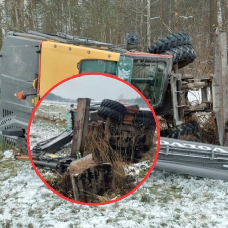 Pijany operator koparki wywrócił pojazd i uciekł do lasu [ZDJĘCIA]