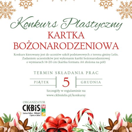 Konkurs "Kartka Bożonarodzeniowa" czeka na uczniów z Gminy Lelis