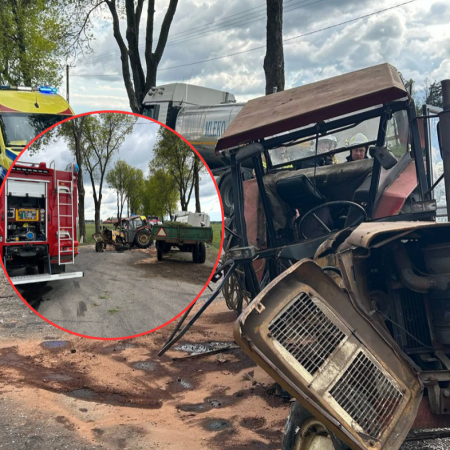 Zderzenie ciągnika z mleczarką. Jeden pijany, drugi bez uprawnień! [ZDJĘCIA]