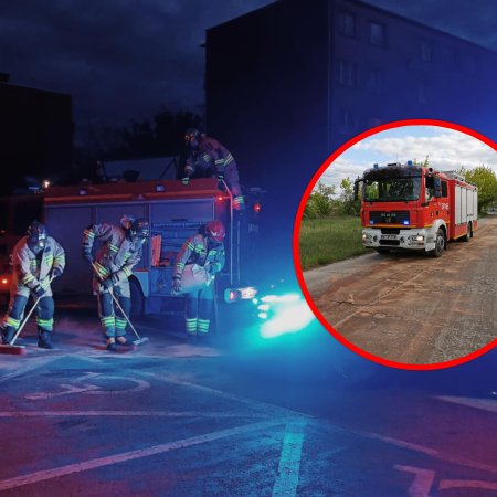 Plamy oleju na ostrołęckich ulicach. Interweniowali strażacy