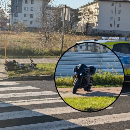 Poważny wypadek w Ostrołęce! Zderzenie motocyklisty z rowerzystą na Alei Jana Pawła II [ZDJĘCIA]