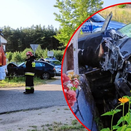 Seat wbił się w kapliczkę. Kierowca pijany, jedna osoba ranna [ZDJĘCIA]