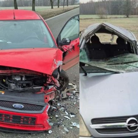 Wypadek na DK61. Zderzenie Forda z Oplem – jedna osoba w szpitalu