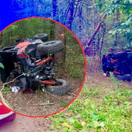 Co tam się wydarzyło?! Potworny wypadek buggy w lesie. W akcji śmigłowiec LPR! [ZDJĘCIA]