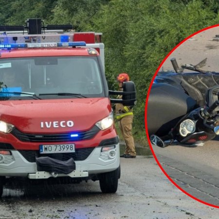 Motocyklowy wypadek pod Ostrołęką. Kierowca z obrażeniami w szpitalu