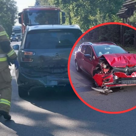 Nie zachowała odstępu – zakończyło się zderzeniem w gminie Myszyniec [ZDJĘCIA]