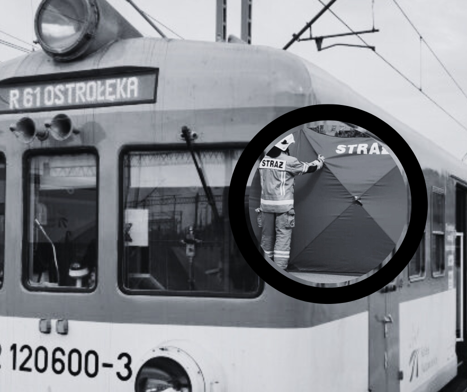 Śmiertelny wypadek z udziałem pociągu do Ostrołęki. Zginął mężczyzna. Pasażerowie ewakuowani