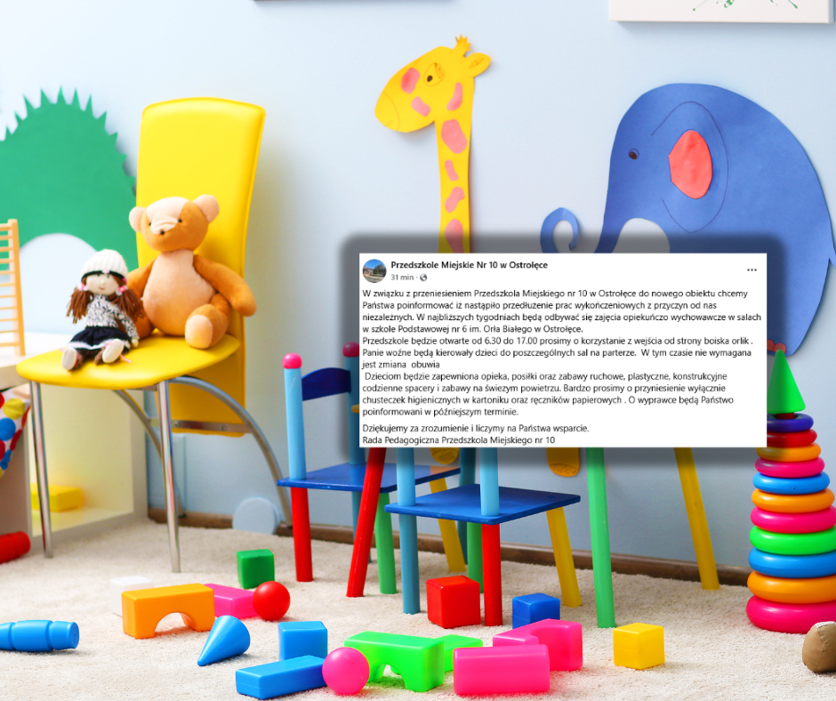 Ważny komunikat przedszkola. Chodzi o zajęcia dla dzieci. "Z przyczyn od nas niezależnych"
