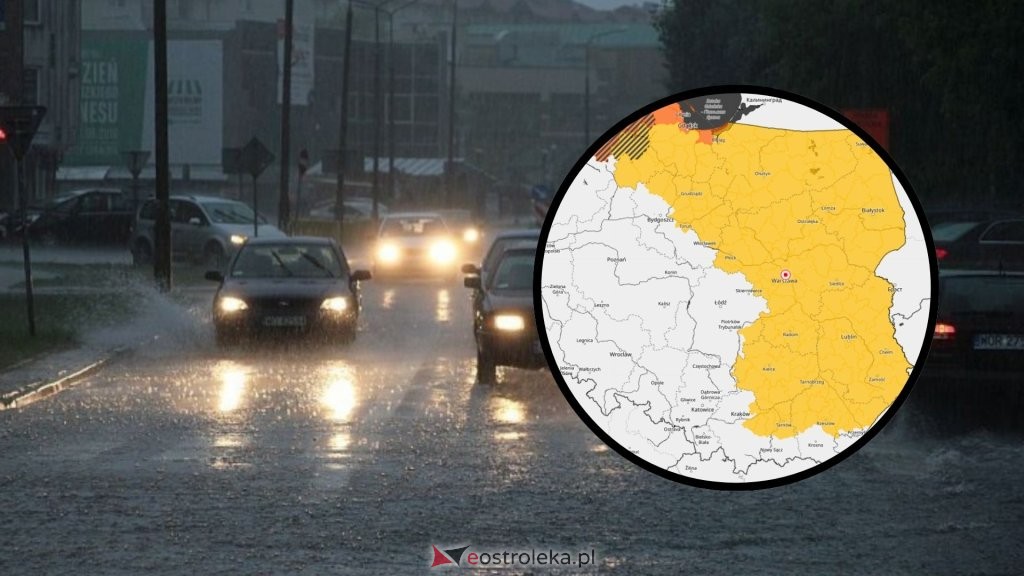 Silny wiatr i ulewa uderzyła w Ostrołękę. Alert IMGW dla miasta i powiatu. To nie będzie spokojna noc!