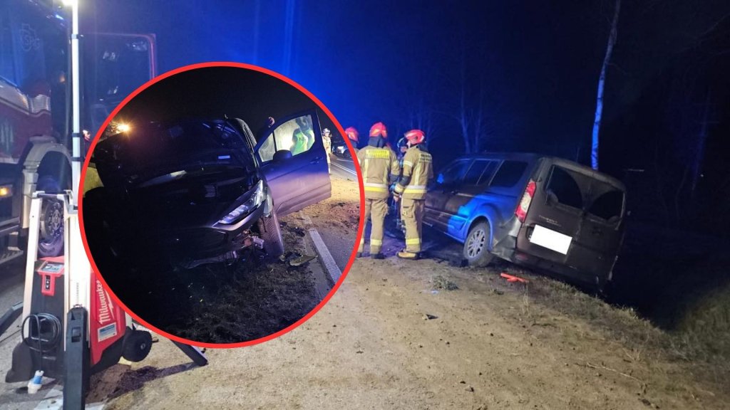 Dęby: Wypadek na skrzyżowaniu dróg wojewódzkich. Interwencja straży i medyków [ZDJĘCIA]