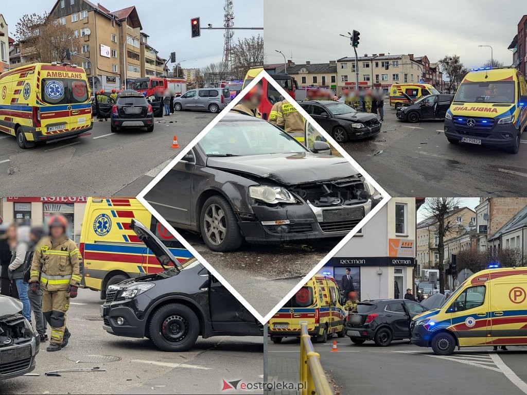 Poważny wypadek w centrum Ostrołęki! Służby na miejscu [WIDEO, ZDJĘCIA]