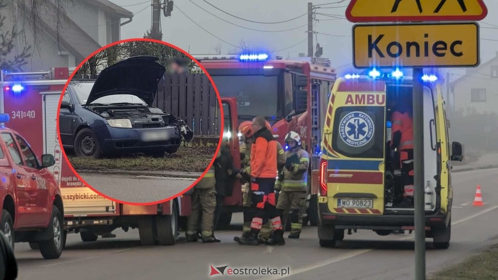Kolizja w Łęgu Przedmiejskim. Samochód uderzył w ogrodzenie posesji [ZDJĘCIA]