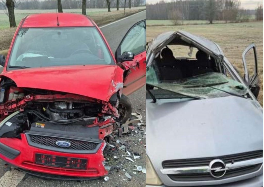 Wypadek na DK61. Zderzenie Forda z Oplem – jedna osoba w szpitalu