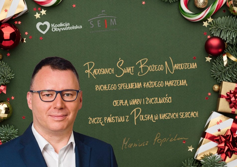 Życzenia Bożonarodzeniowe od Posła na Sejm RP Mariusza Popielarza
