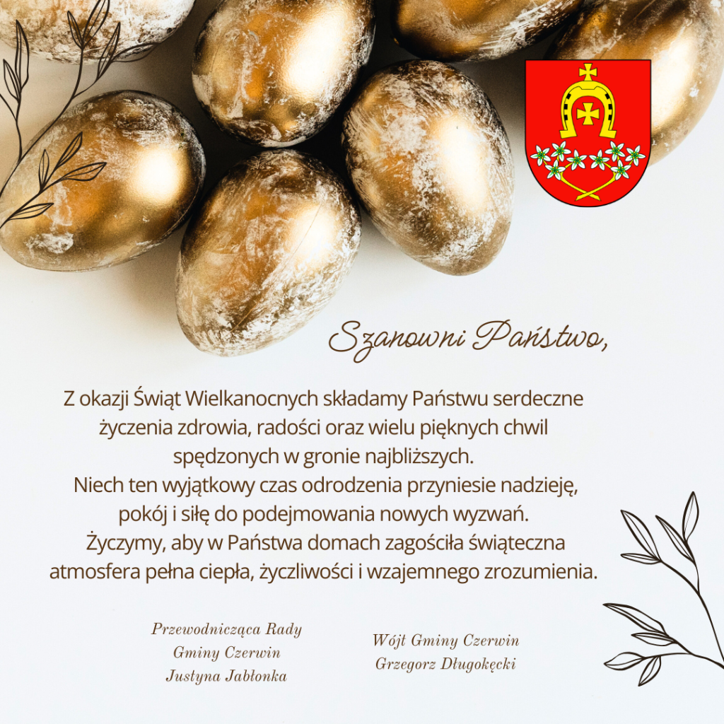 Życzenia Wielkanocne od władz samorządowych gminy Czerwin