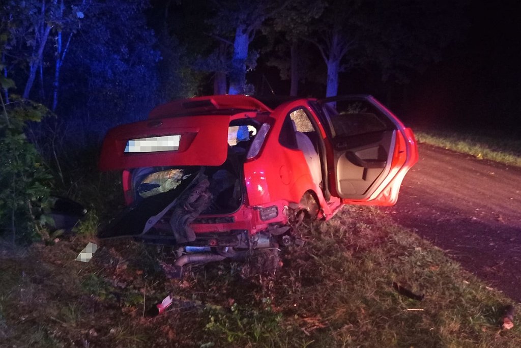 Wypadek kierowcy z powiatu ostrołęckiego. Omijał zwierzę i uderzył w drzewo [ZDJĘCIA]