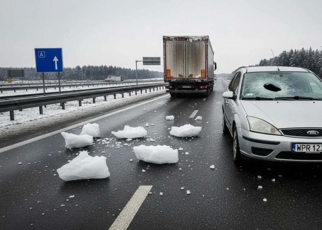 Niebezpieczny lód na ciężarówkach. Ostrołęcka policja wzmaga kontrole