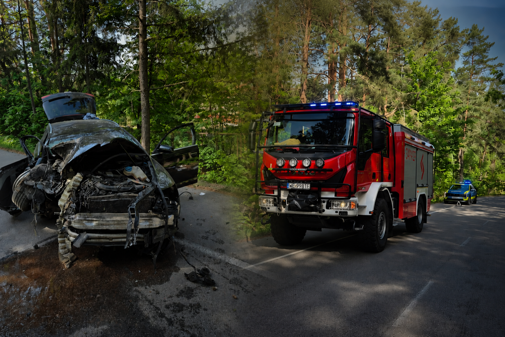 Poważny wypadek w miejscowości Bandysie. Kierowca trafił do szpitala [ZDJĘCIA]