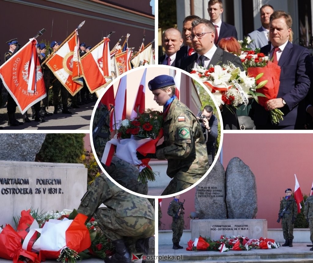 Ostrołęka w biało-czerwonych barwach. Tak uczczono 235. rocznicę Konstytucji 3 Maja [WIDEO, ZDJĘCIA]