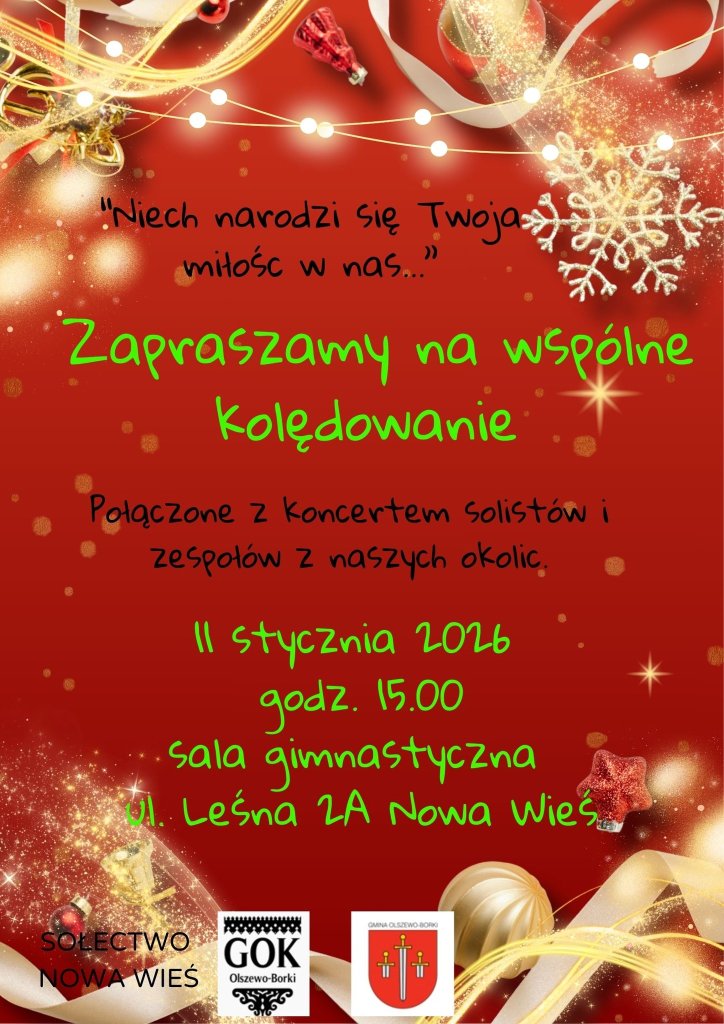Wspólne kolędowanie w Nowej Wsi. Wystąpią lokalni artyści