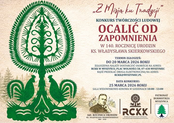 Konkurs twórczości ludowej w Myszyńcu. realizowane są zgłoszenia!
