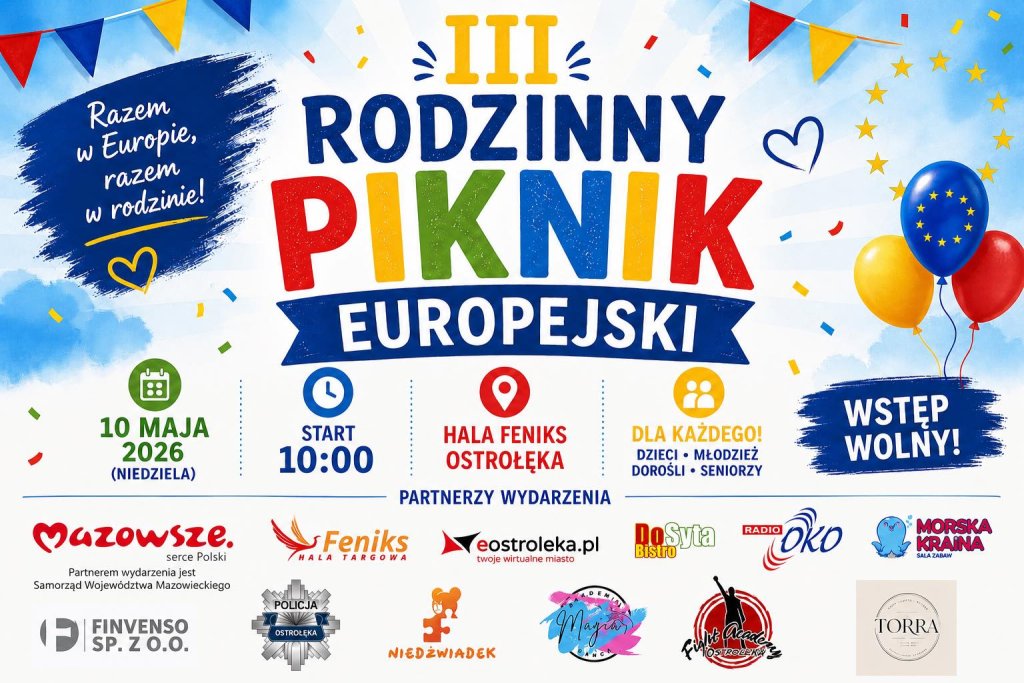 III Rodzinny Piknik Europejski w Ostrołęce. Wielka zabawa na parkingu Hali Feniks!
