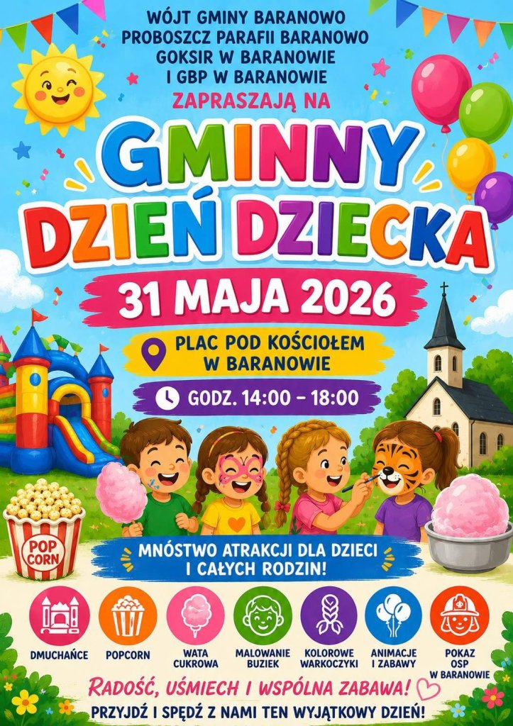 Radość, uśmiech i wspólna zabawa! Gminny Dzień Dziecka w Baranowie