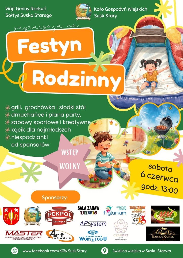 Susk Stary zaprasza na festyn. Będą dmuchańce, grill i piana party!