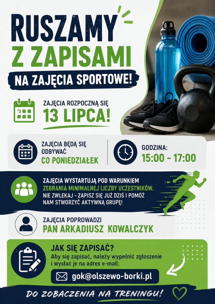 GOK Olszewo-Borki organizuje nowe zajęcia sportowe. Ruszyły zapisy!