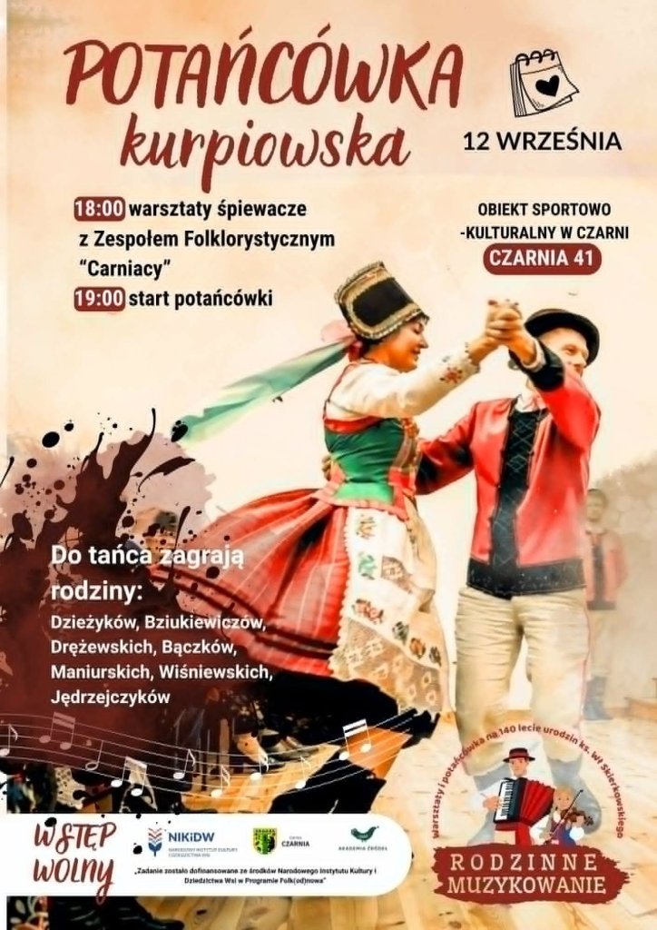 Potańcówka kurpiowska w Czarni. Zagrają rodzinne kapele!