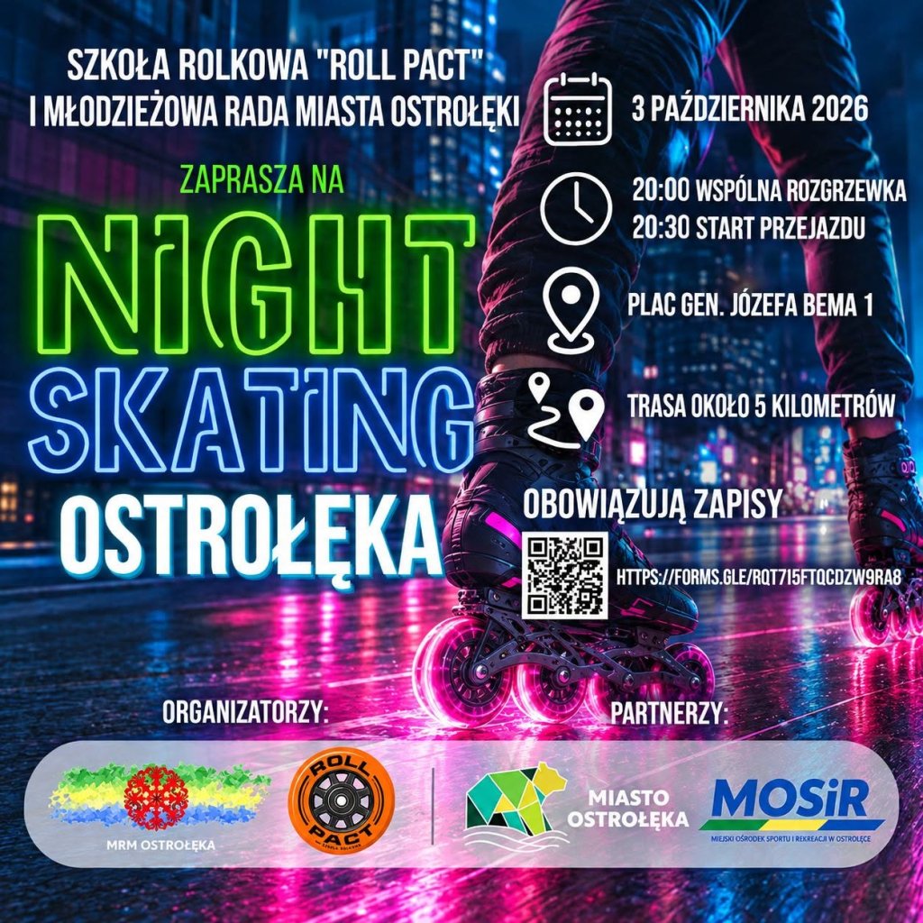 Night Skating Ostrołęka. Czas na nocny przejazd na rolkach i wrotkach!