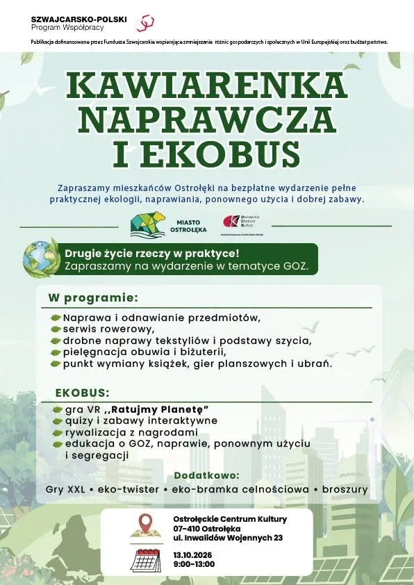 Zamiast wyrzucać - napraw! Kawiarenka Naprawcza i EkoBus przyjadą do naszego miasta