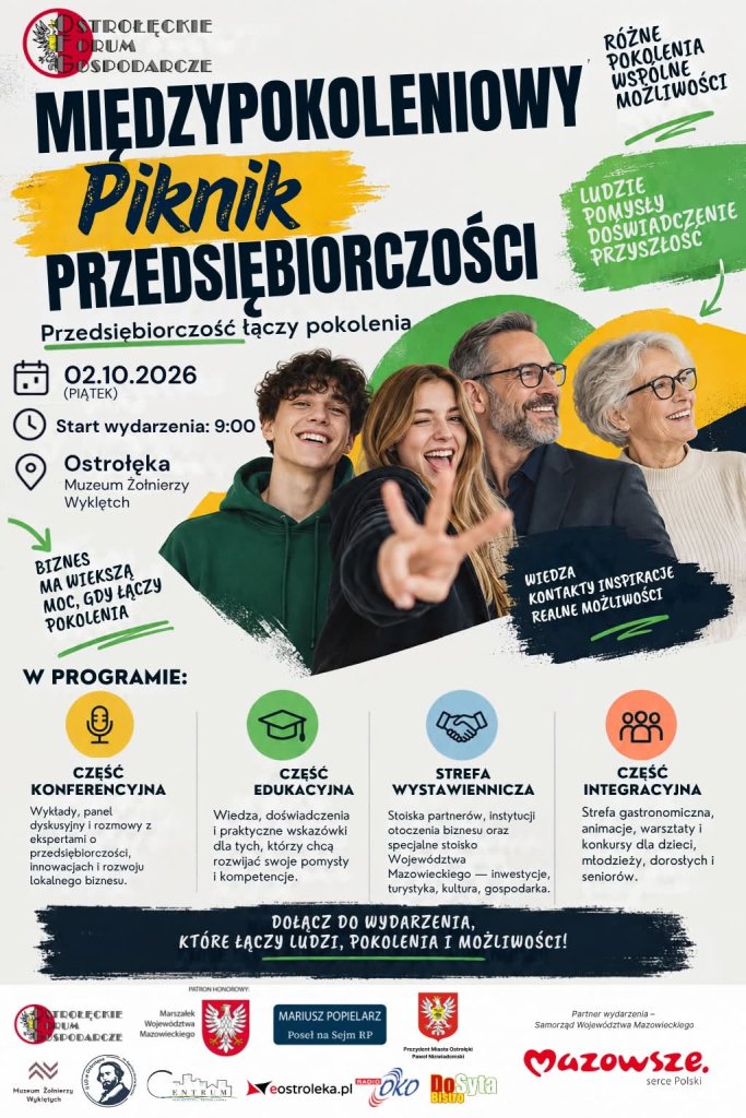 Przedsiębiorczość łączy pokolenia! Już w październiku Międzypokoleniowy Piknik Przedsiębiorczości w Ostrołęce