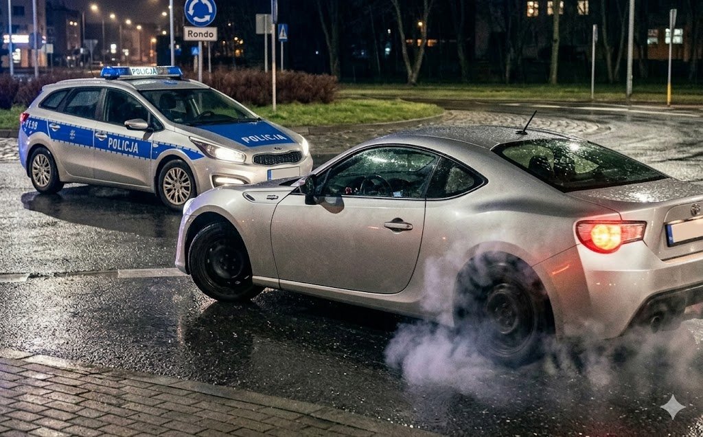 Kolejny „amator” driftu w Ostrołęce. 18-latek z Toyoty stracił prawo jazdy