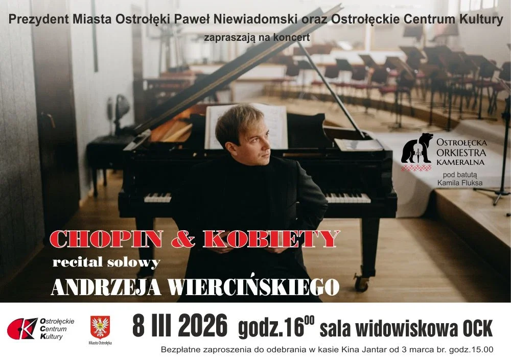 Recital Andrzeja Wiercińskiego w Ostrołęce. Koncert z okazji dnia kobiet w OCK
