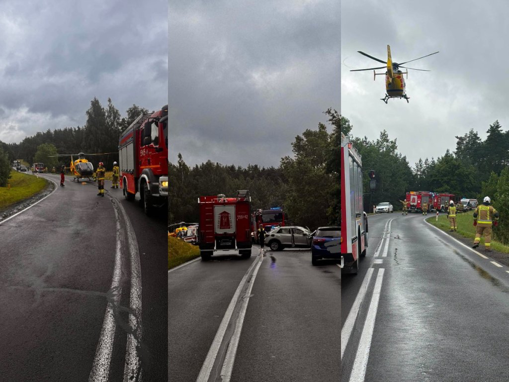 Groźny wypadek na DK 53. Śmigłowiec LPR zabrał ranną kobietę [ZDJĘCIA]