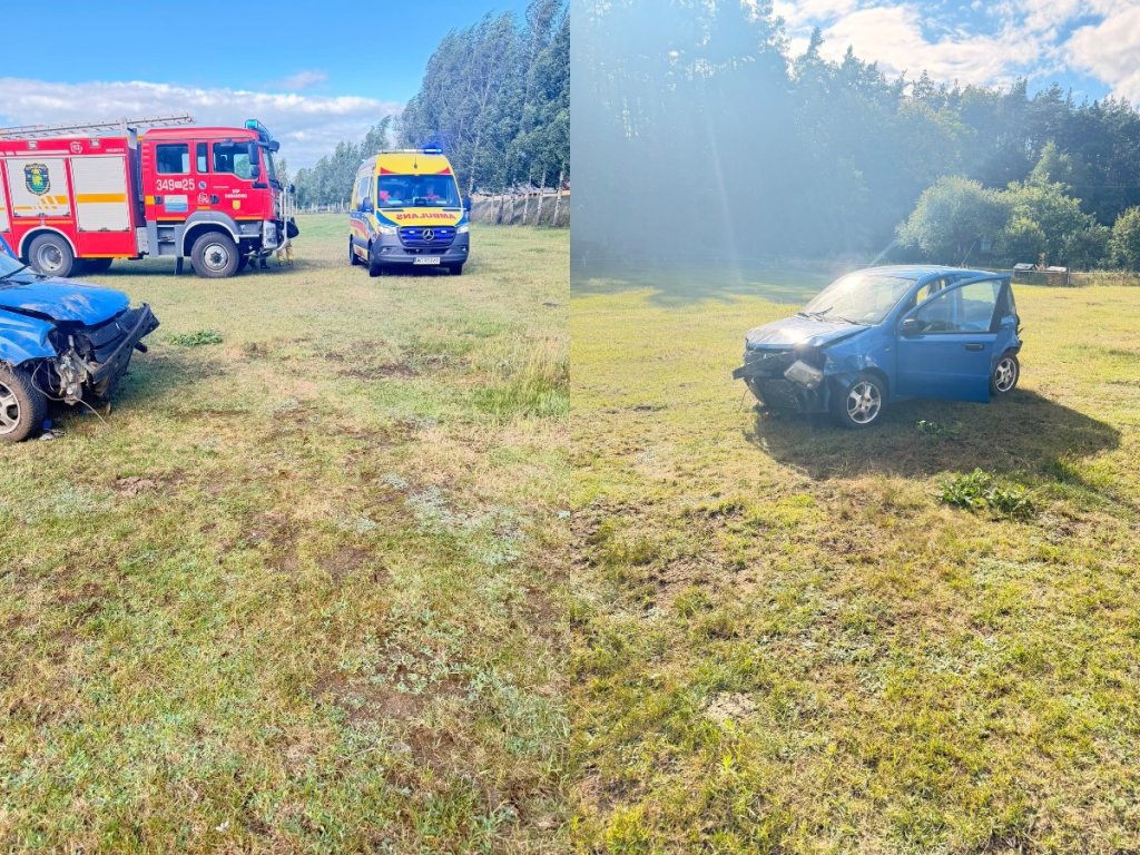 Wypadek w Majdanie. Młoda kierująca dachowała fiatem [ZDJĘCIA]