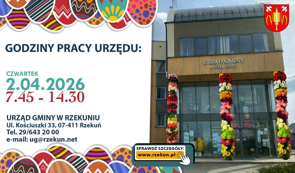 Urząd Gminy w Rzekuniu skraca godziny pracy. Sprawdź, zanim pójdziesz!