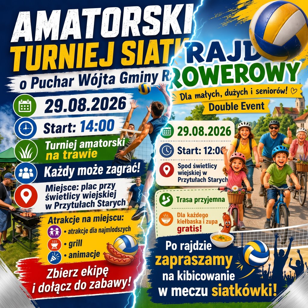 Sobota pod znakiem sportu w Przytułach Starych. Rajd rowerowy i turniej siatkówki!