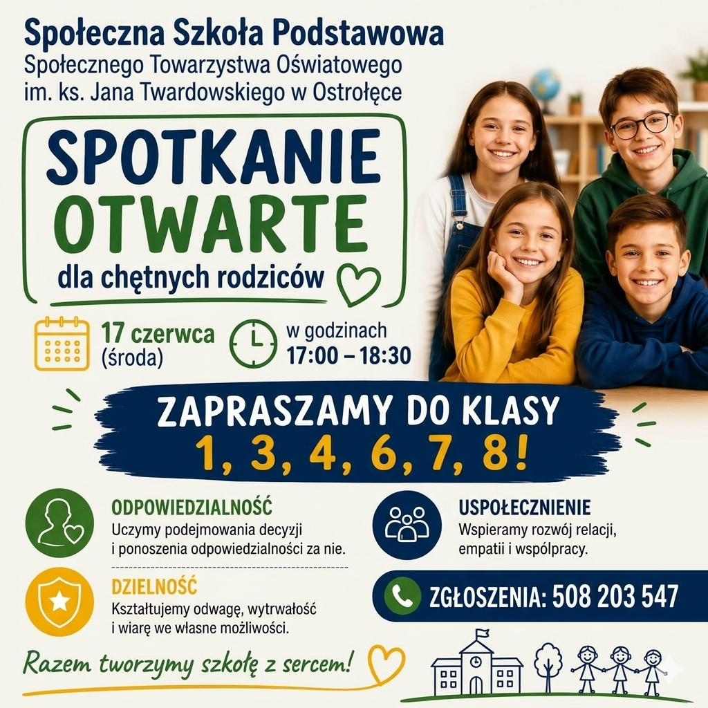 Razem tworzymy szkołę z sercem! Zapraszamy na Spotkanie Otwarte w Ostrołęce