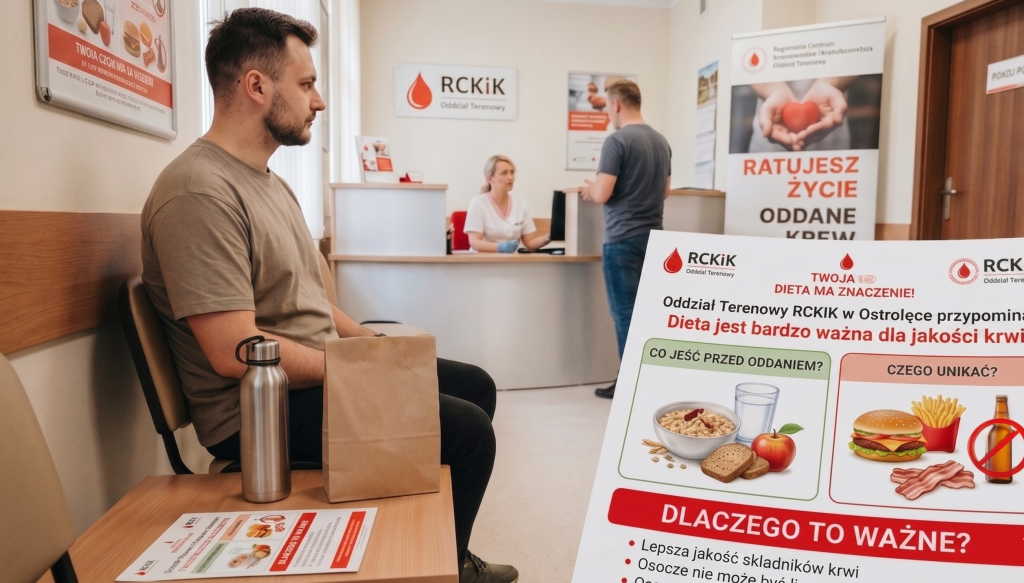 Oddajesz krew? RCKiK w Ostrołęce przypomina zadbaj o to, co masz na talerzu!