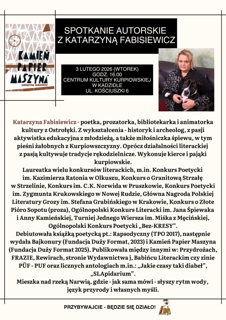 Spotkanie autorskie z Katarzyną Fabisiewicz w Kadzidle. Kiedy?