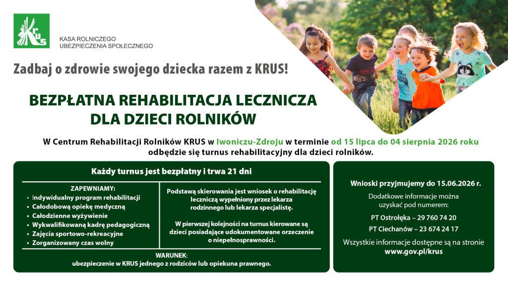 Darmowa rehabilitacja dla dzieci rolników. Ruszają zapisy na turnusy
