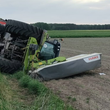 Pijany rozbił ciągnik wart fortunę! Nie mógł sam wydostać się z pojazdu [ZDJĘCIA]