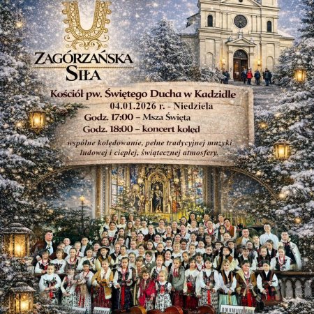 Wspólne kolędowanie w kościele pw. Ducha Świętego w Kadzidle. Koncert kolęd grupy „Zagórzańska Siła”