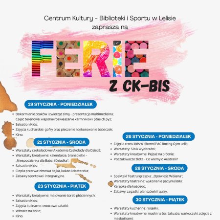 Ferie z CK-BiS w Lelisie! Kreatywne warsztaty, ruch i bal przebierańców