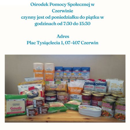 Wsparcie dla rodzin w Czerwinie. Ruszyły zapisy na paczki żywnościowe