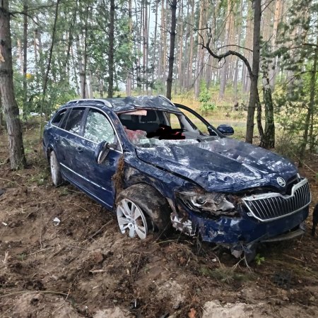 Rozbita osobówka i ranna osoba. Służby ratunkowe w akcji tuż przed świtem [ZDJĘCIA]