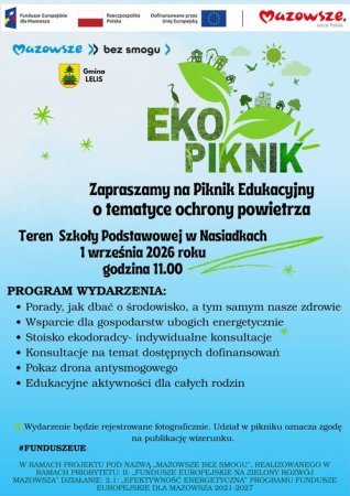 Eko Piknik przy szkole w Nasiadkach. Sprawdź, co w programie!