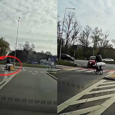 Niebezpieczna jazda rowerzysty w Ostrołęce. Mamy nagranie [WIDEO]